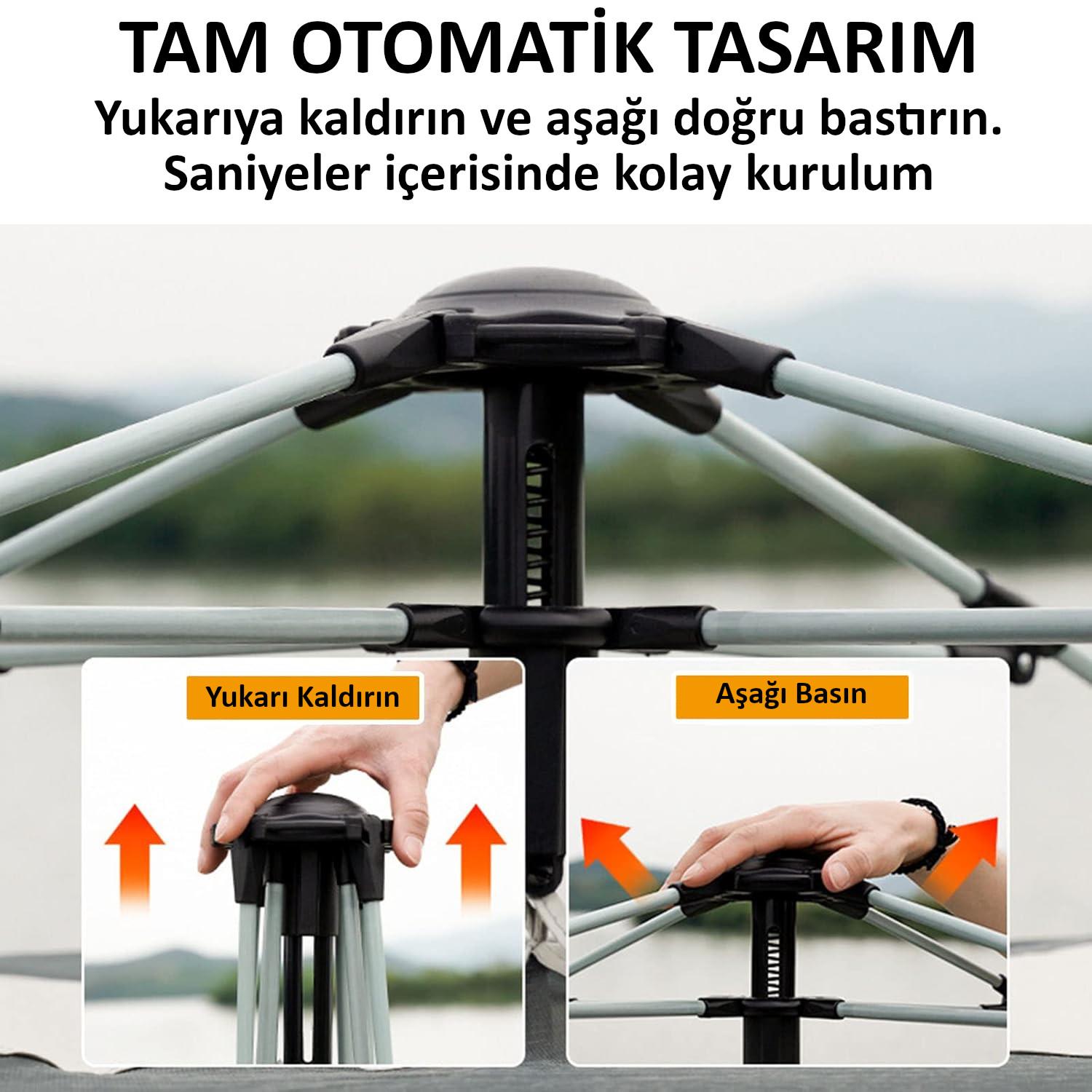 Valkyrie 4 Kişilik Tenteli Kamp Çadırı Tam Otomatik 210x210x140cm Kolay Kurulum Valkyrie 4 Kişilik Tenteli Kamp Çadırı Tam Otomatik 210x210x140cm Kolay Kurulum