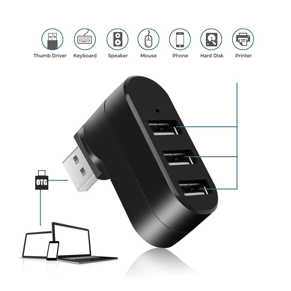 Valkyrie 3 Portlu USB 2.0 Hub Döner Kafalı Splitter Hub Adaptör Siyah Valkyrie 3 Portlu USB 2.0 Hub Döner Kafalı Splitter Hub Adaptör Siyah