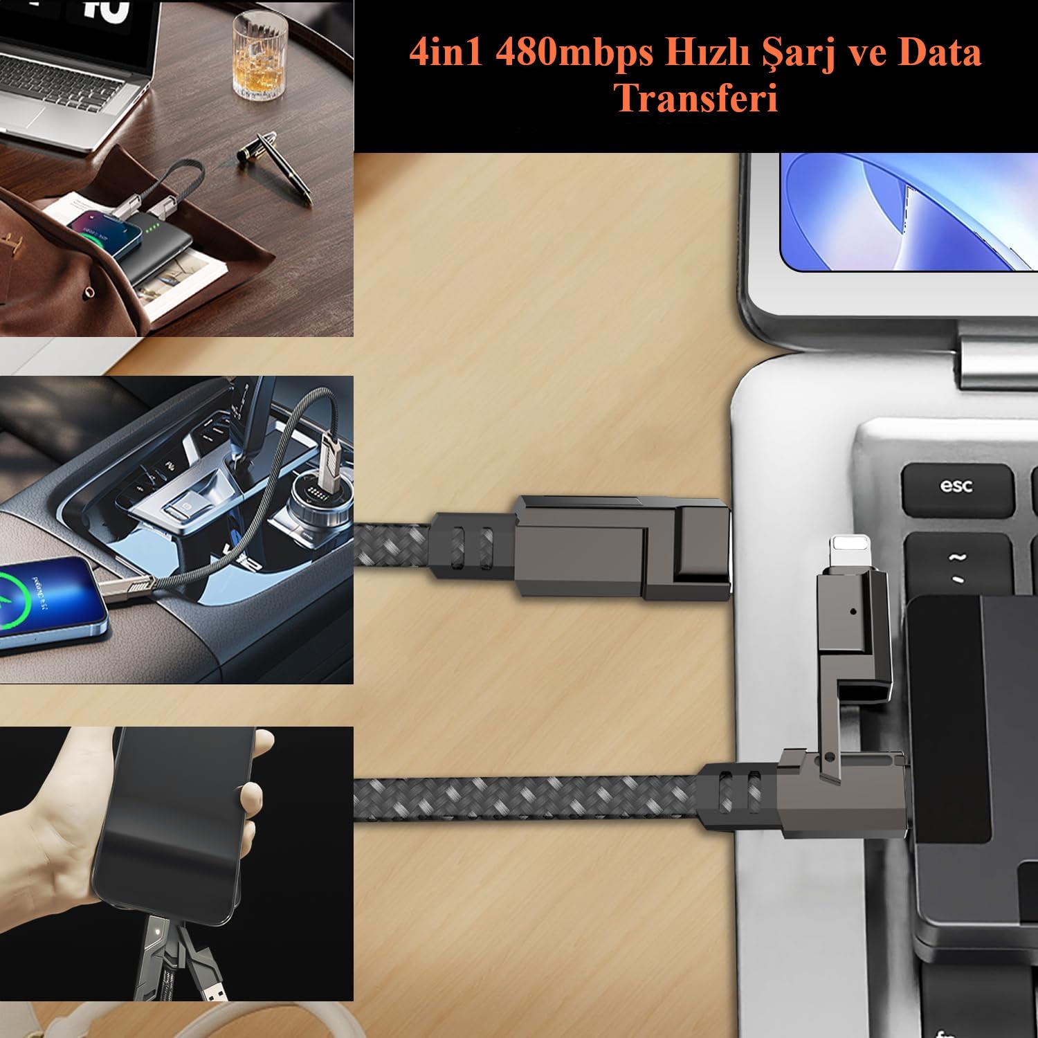 Valkyrie 100W-M 4in1 Güçlü ve Sağlam Data ve Şarj Kablosu - Ios Apple Type-C USB Valkyrie 100W-M 4in1 Güçlü ve Sağlam Data ve Şarj Kablosu - Ios Apple Type-C USB