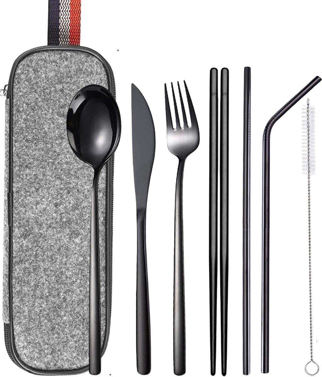 Valkyrie 8 Parça Çantalı Yolculuk Çatal Bıçak Kaşık Pipet Chopstick Seti Kamp Okul Ofis Tatil Paslanmaz Çelik Siyah Valkyrie 8 Parça Çantalı Yolculuk Çatal Bıçak Kaşık Pipet Chopstick Seti Kamp Okul Ofis Tatil Paslanmaz Çelik Siyah
