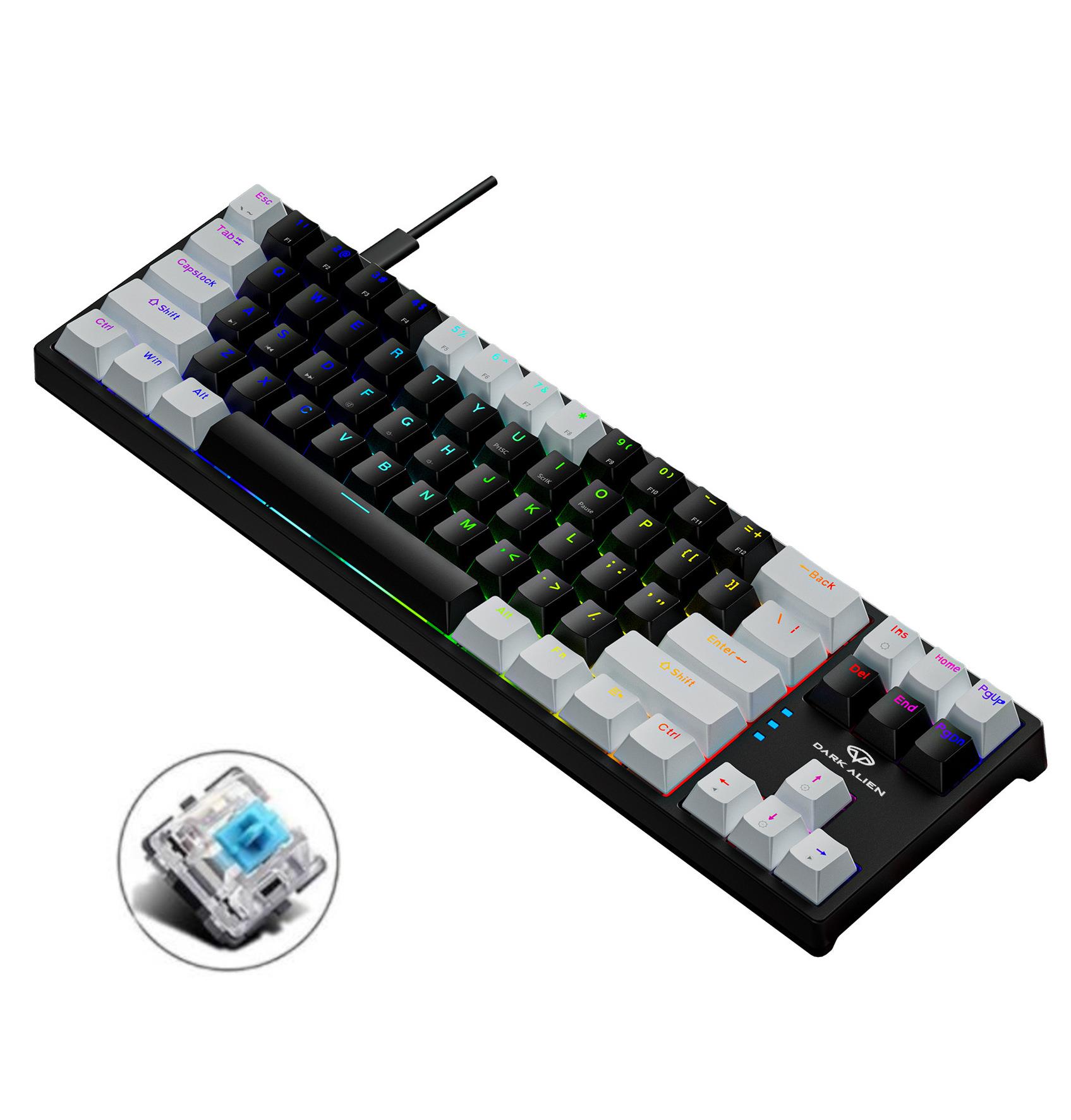 Valkyrie Blue Switch Dark Alien K710 71 Tuş RGB Gaming Klavye - Mekanik Mavi Tuş Type-C - 2 Kademe Yükseklik BeyazSiyah Valkyrie Blue Switch Dark Alien K710 71 Tuş RGB Gaming Klavye - Mekanik Mavi Tuş Type-C - 2 Kademe Yükseklik BeyazSiyah