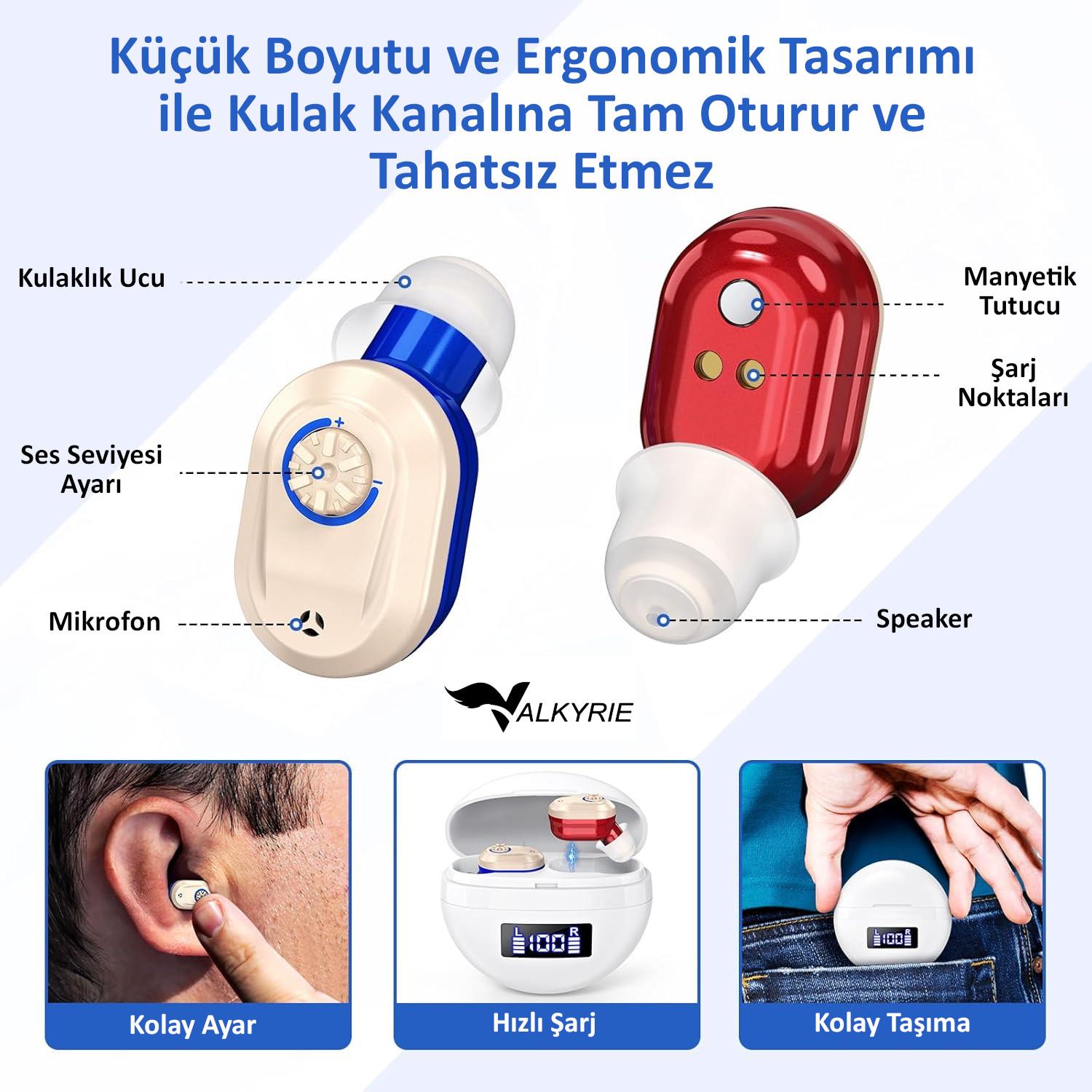 Valkyrie Duyma Yarcımcısı İşitme Cihazı Kulak İçi Ses Yükseltme Cihazı - Büyük Kapasite Kolay Kullanım Ergonomik Tasarım Valkyrie Duyma Yarcımcısı İşitme Cihazı Kulak İçi Ses Yükseltme Cihazı - Büyük Kapasite Kolay Kullanım Ergonomik Tasarım
