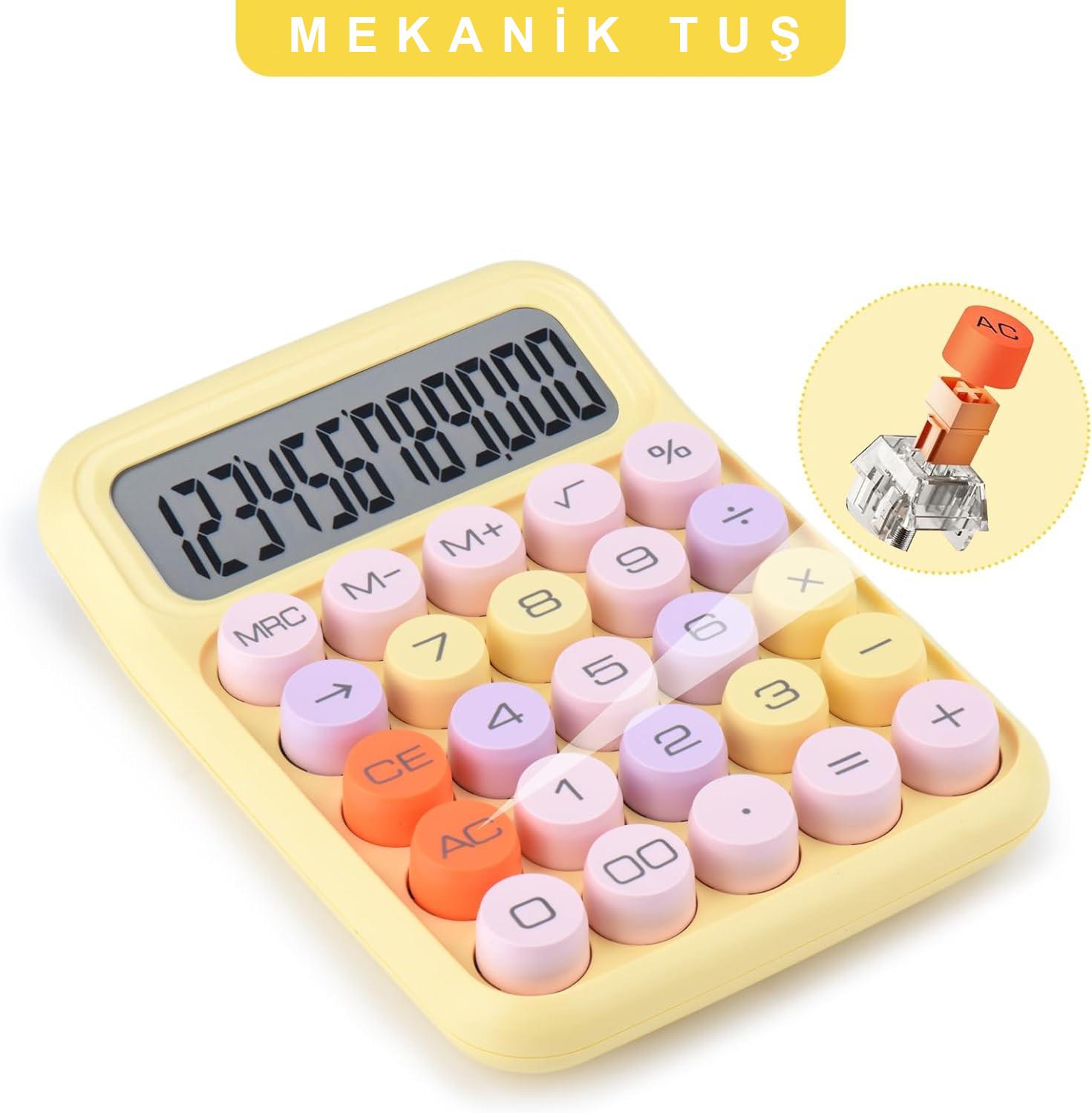 Valkyrie Renkli Çok Şirin 12 Hane Mekanik Hesap Makinası Büyük Ekranlı 4 Fonksiyonlu Ev Ofis Okul Sarı Valkyrie Renkli Çok Şirin 12 Hane Mekanik Hesap Makinası Büyük Ekranlı 4 Fonksiyonlu Ev Ofis Okul Sarı