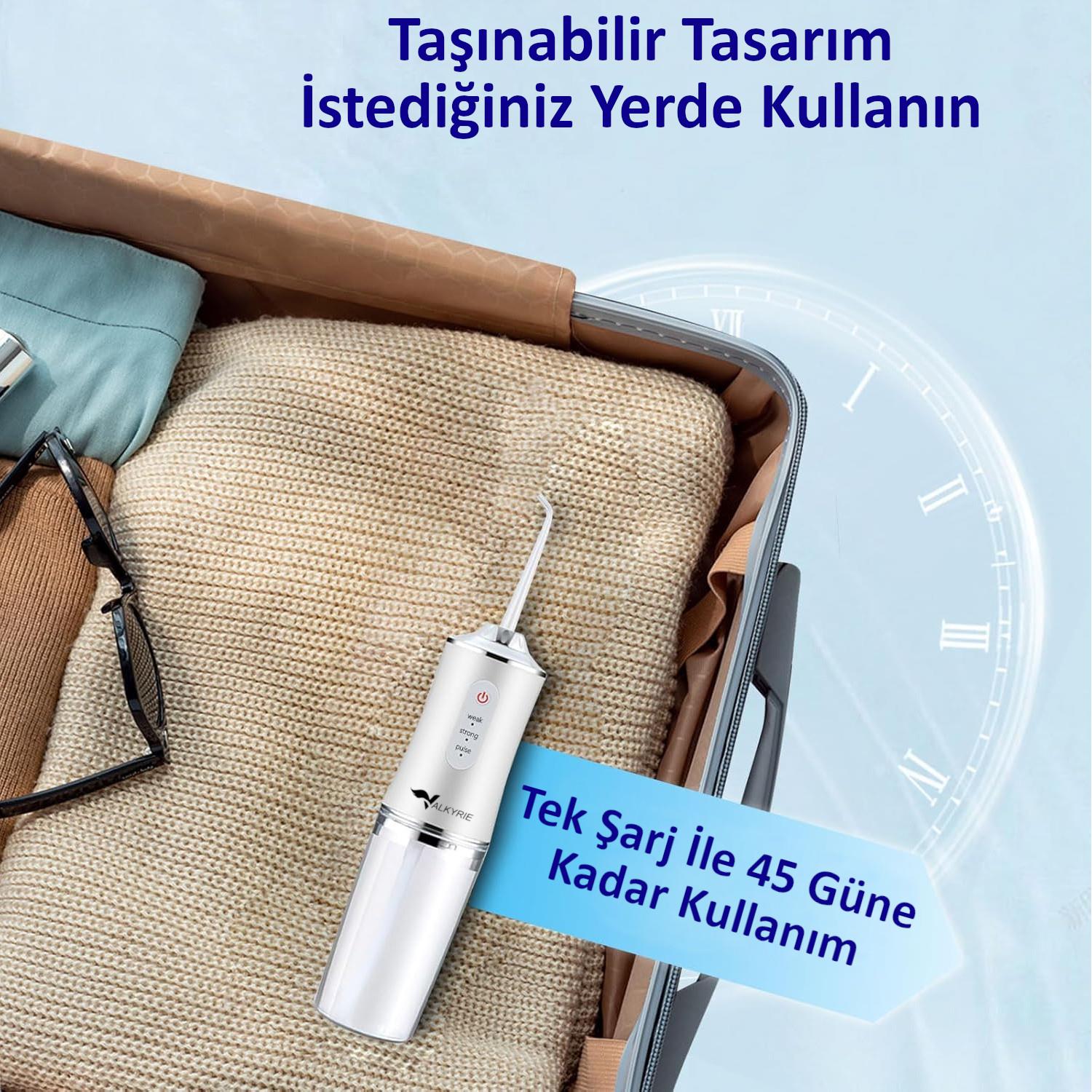 Valkyrie Şarj Edilebilir 4 Başlıklı Taşınabilir Diş Protez Bakım ve Ağız Duşu Yüksek Kapasite Beyaz Valkyrie Şarj Edilebilir 4 Başlıklı Taşınabilir Diş Protez Bakım ve Ağız Duşu Yüksek Kapasite Beyaz