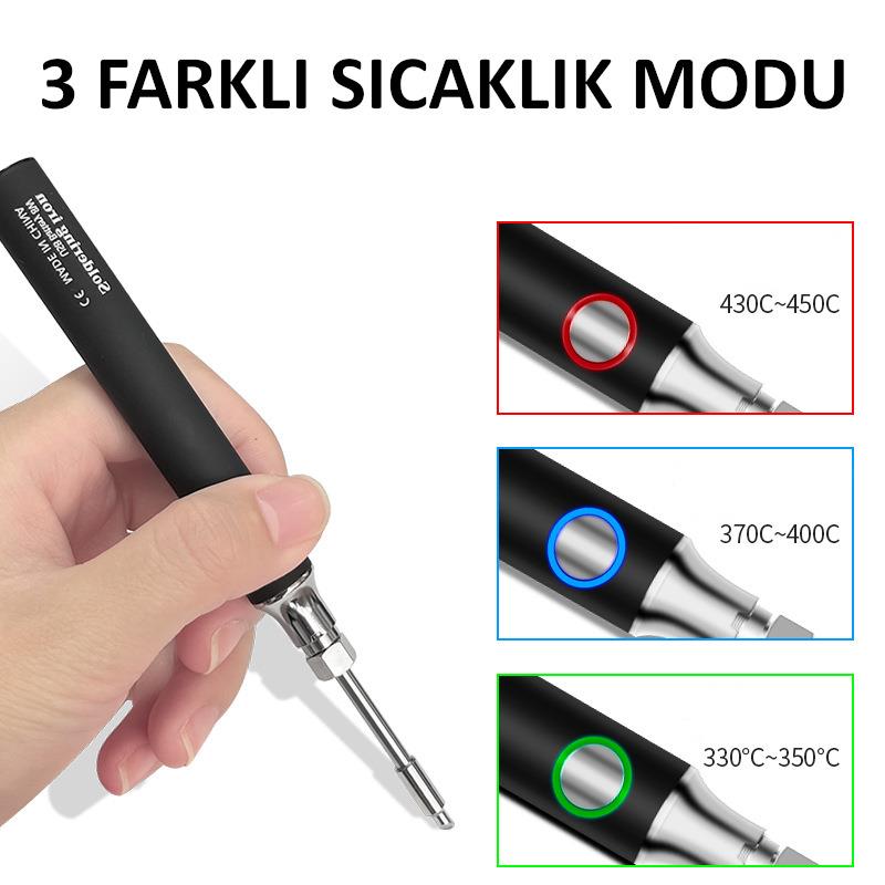 Valkyrie Şarjlı Kablosuz Lehim Makinası - 5 Saniyede Isınma - 30 Dakika Kullanım - USB Type-C Şarj - 3 Farklı Isı Modu - 450 Derece Valkyrie Şarjlı Kablosuz Lehim Makinası - 5 Saniyede Isınma - 30 Dakika Kullanım - USB Type-C Şarj - 3 Farklı Isı Modu - 450 Derece