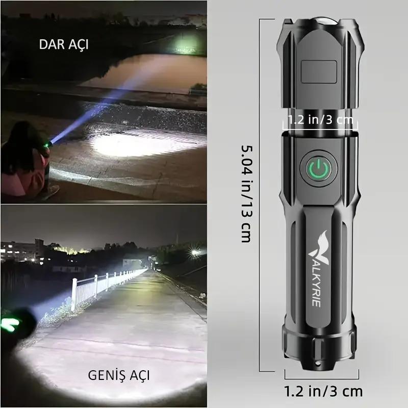 Valkyrie Şarjlı Ultra Güç El Feneri Zoom 3 Mod Type-C Uzun Kullanım Suya Dayanıklı Valkyrie Şarjlı Ultra Güç El Feneri Zoom 3 Mod Type-C Uzun Kullanım Suya Dayanıklı