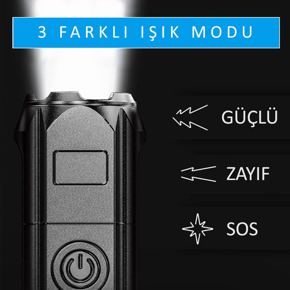 Valkyrie Şarjlı Ultra Güç El Feneri Zoom 3 Mod Type-C Uzun Kullanım Suya Dayanıklı Valkyrie Şarjlı Ultra Güç El Feneri Zoom 3 Mod Type-C Uzun Kullanım Suya Dayanıklı